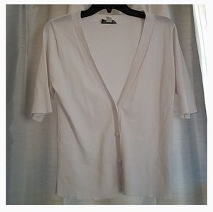 Coldwater Creek White Short Sleeve Cardigan Medium